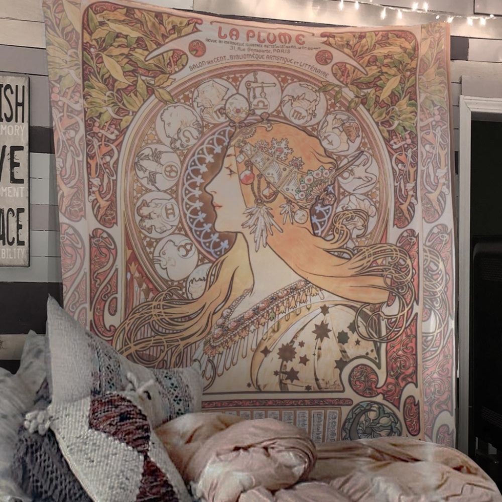 Art Nouveau Zodiac Tapestry Bohemian Wall Hanging